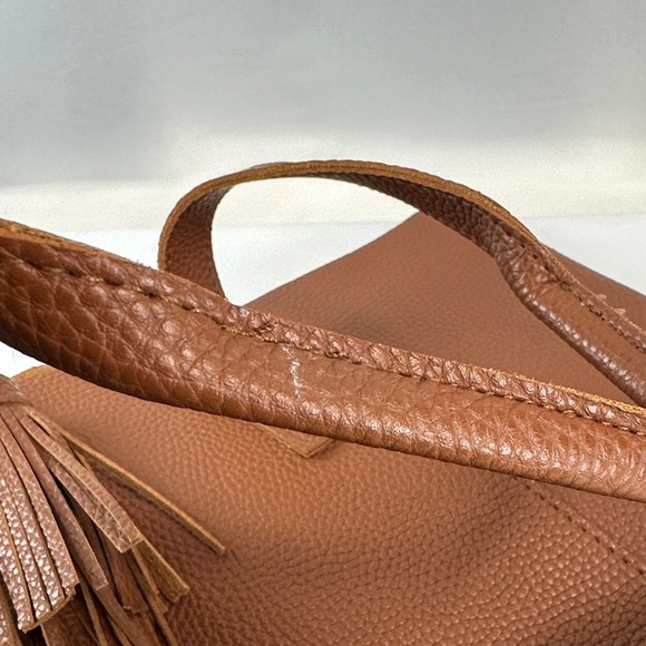 Tanger Large Brown Leather Tote with Tassel - Picture 10 of 14